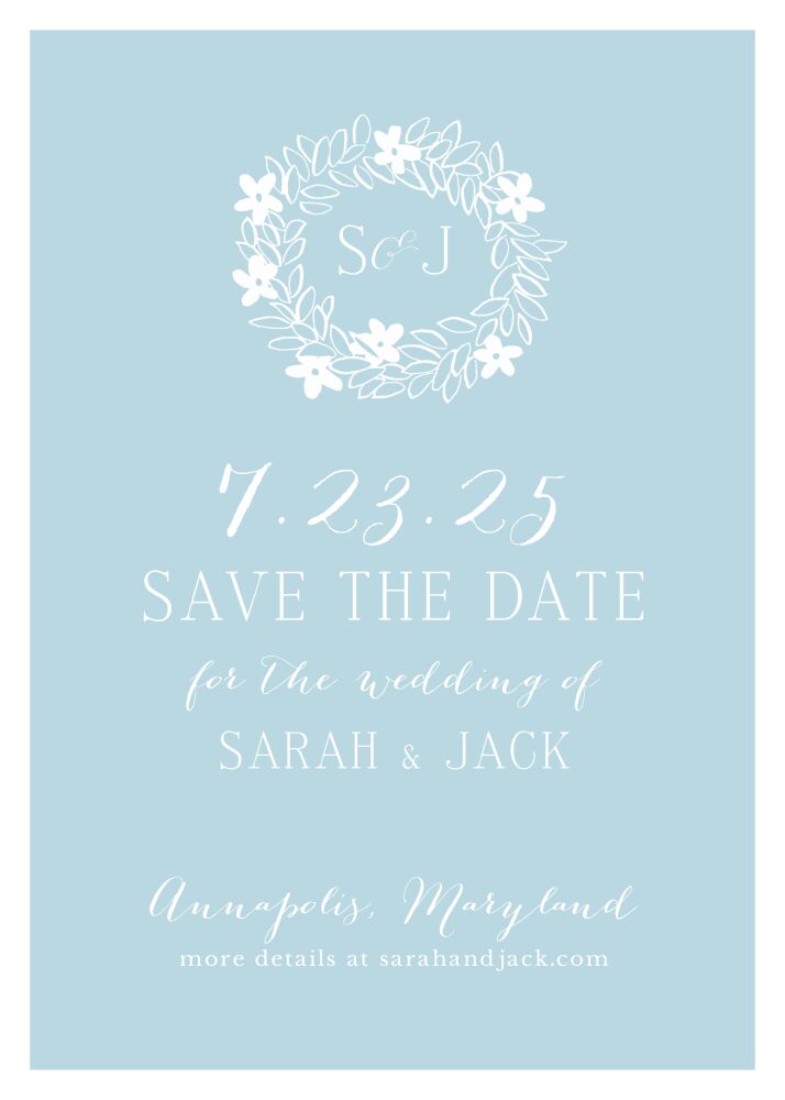 Vintage Wreath Blue Invitation