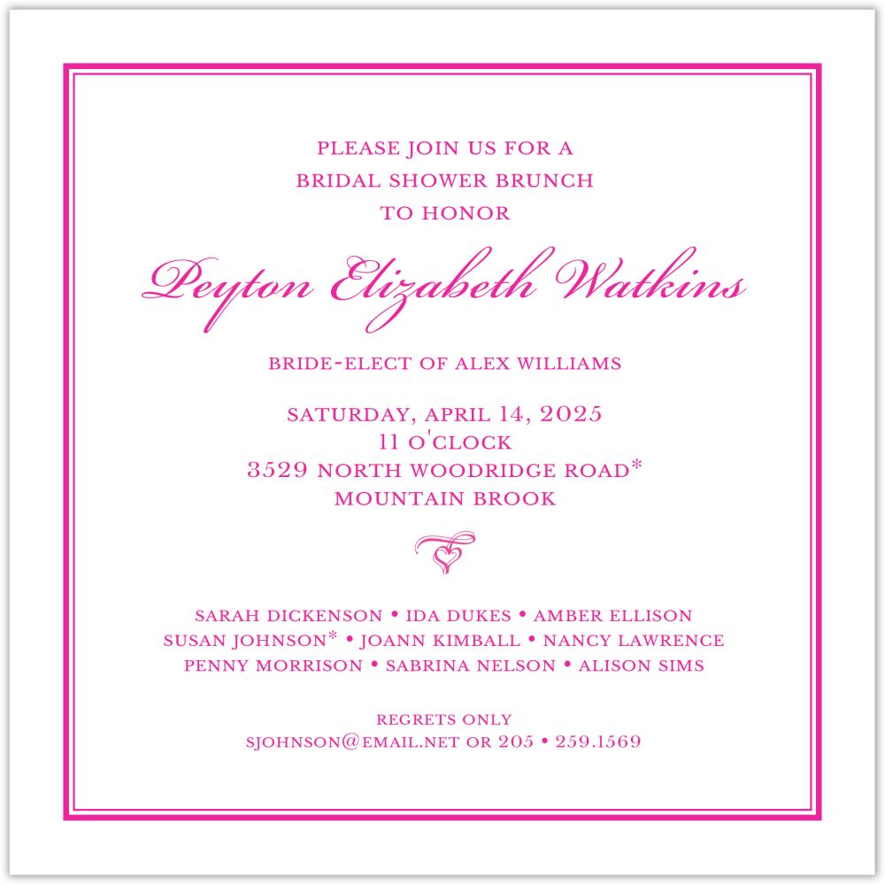 Tailored Border Hot Pink Square Invitation