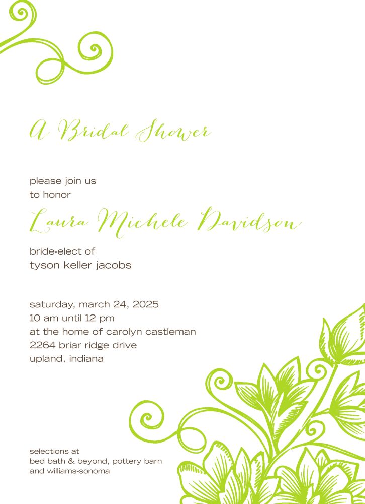 Garden Of Eden Chartreuse Invitation