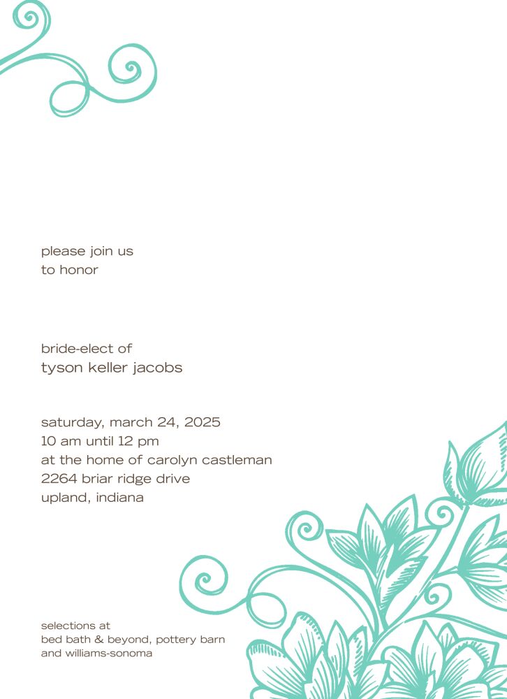 Garden Of Eden Turquoise Invitation