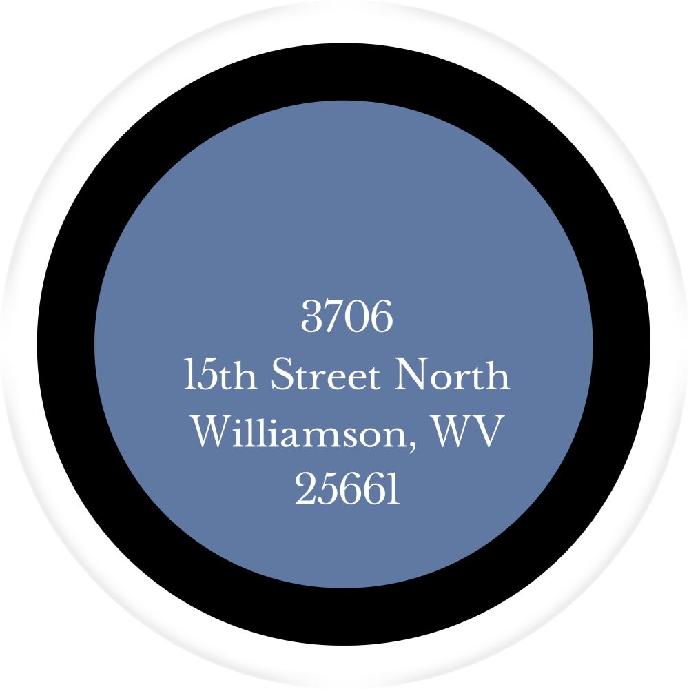 trio black slate round return address label