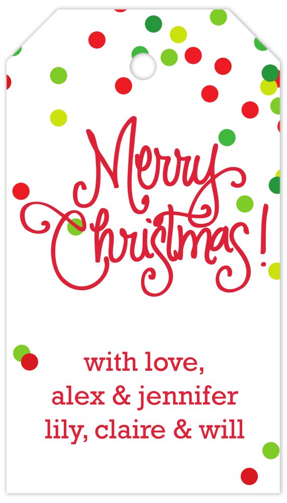 Merry Christmas Confetti Hanging Gift Tag