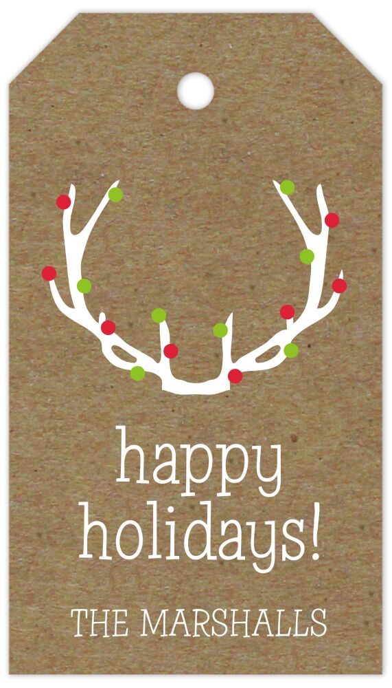 Holiday Antlers on Kraft Hanging Gift Tag