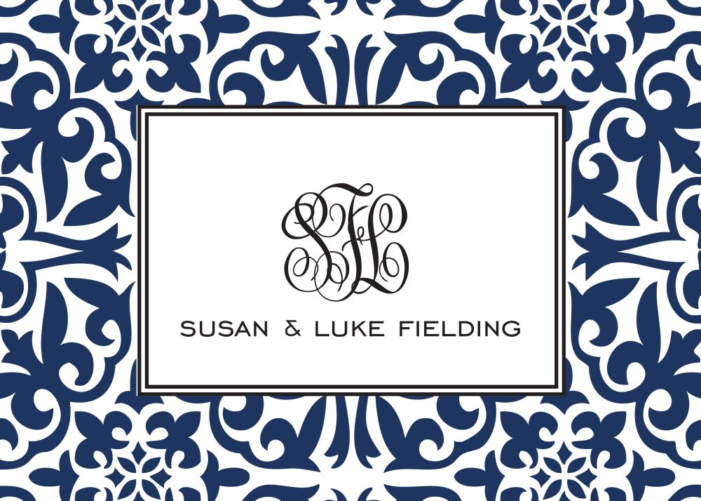Pretty Pattern Navy Folded Enclosure Card