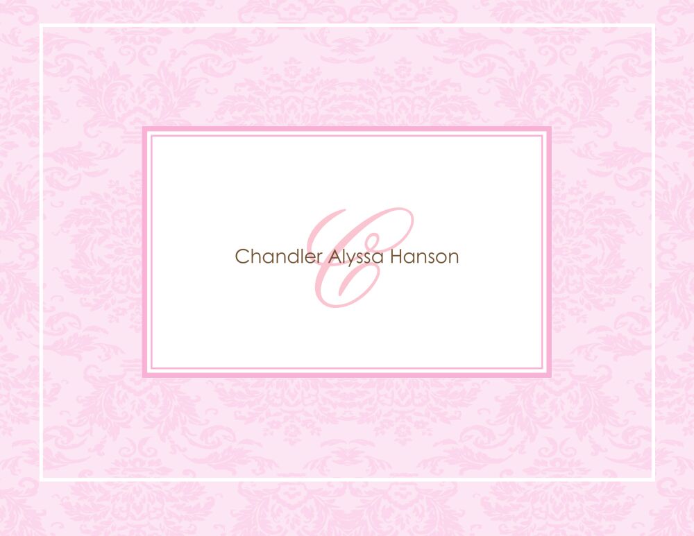 Baby Damask Baby Pink Folded Note
