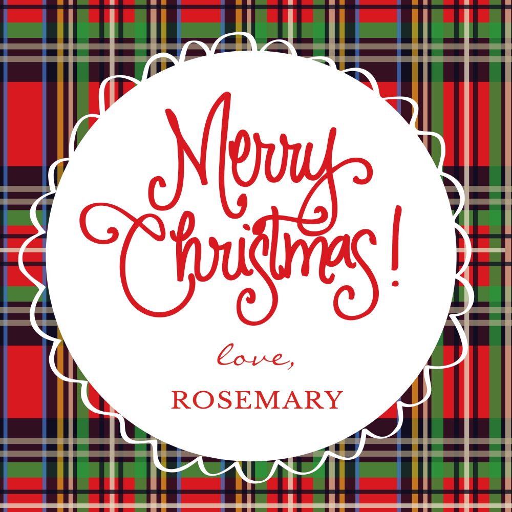 Christmas Plaid Square Gift Sticker