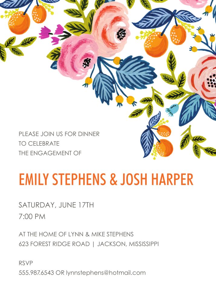Rose of Spring White Invitation