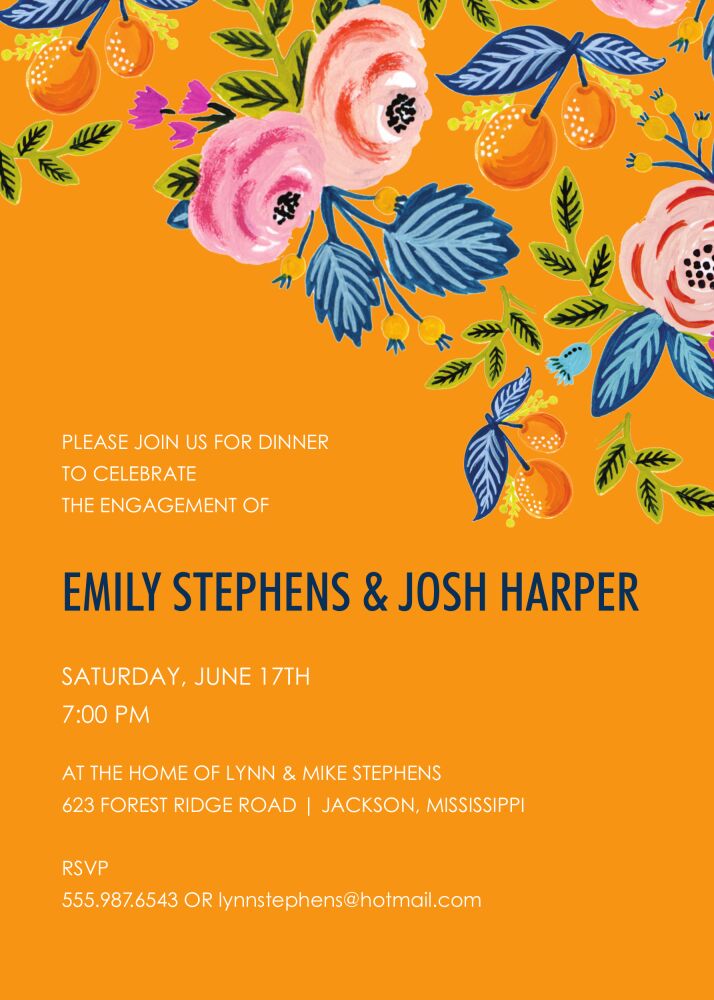 Rose of Spring Clementine Invitation