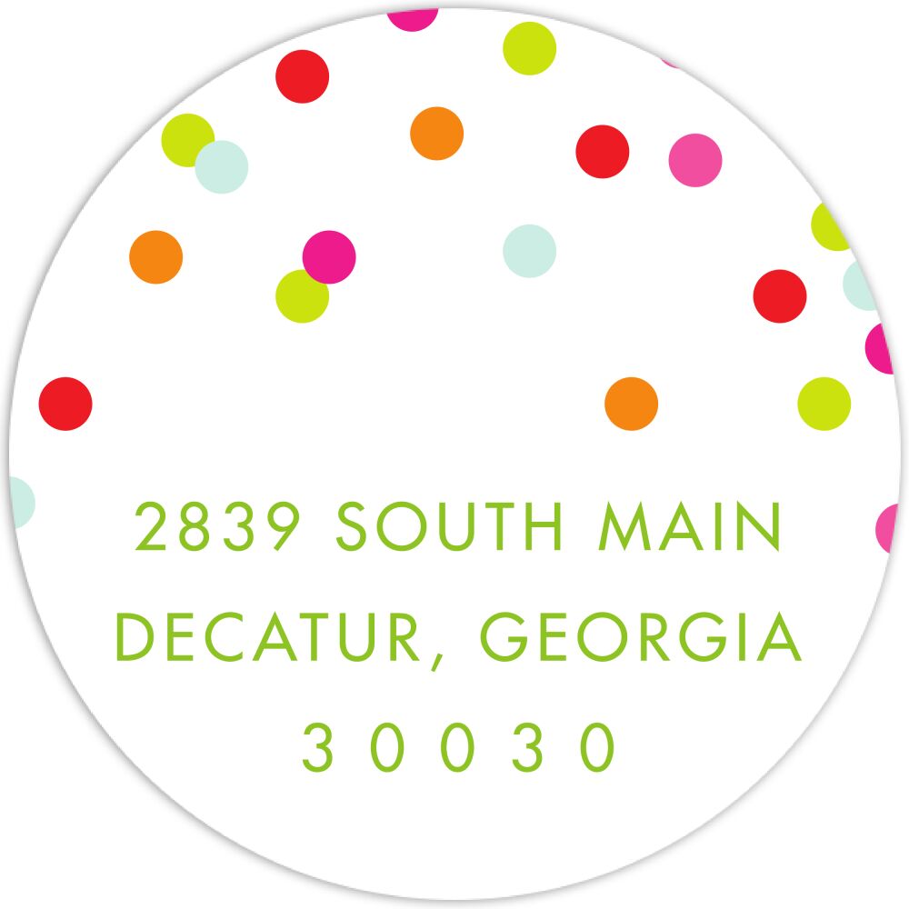 Happy Birthday! Confetti Round Address Label