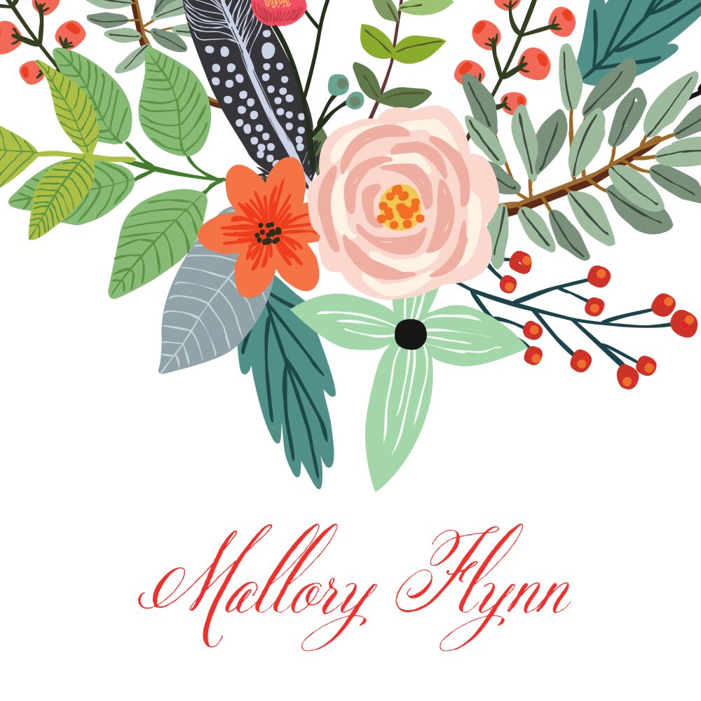 Feather & Flower White Folded Enclosure Card