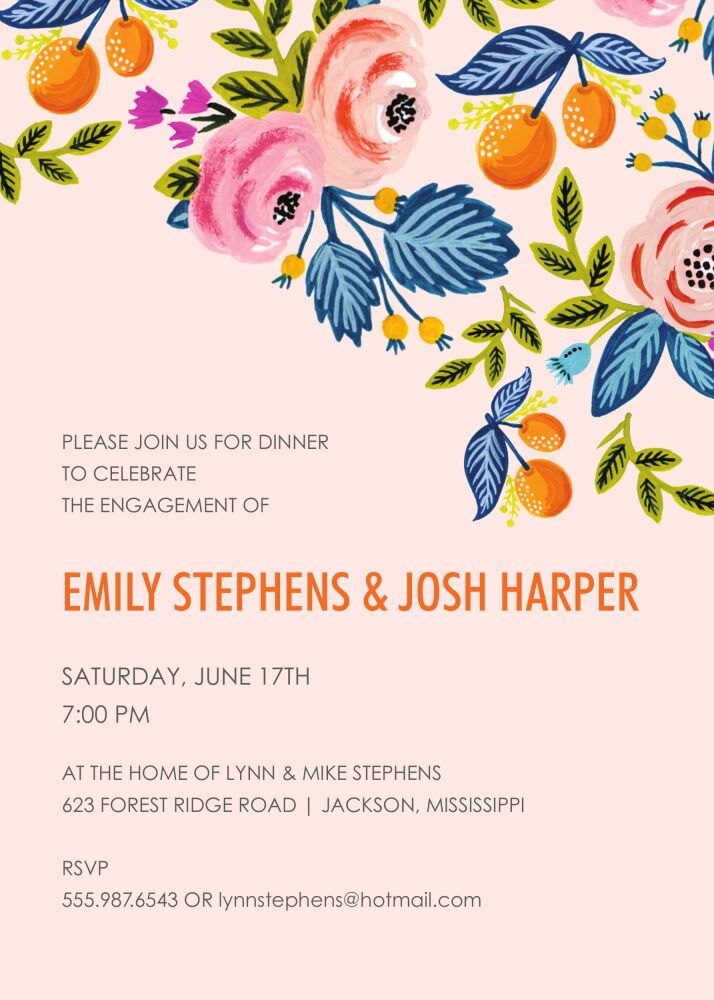 Rose of Spring Peach Mist Invitation