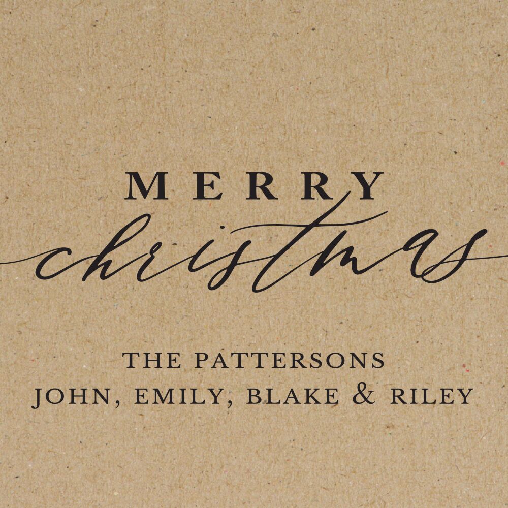 Merry Christmas Calligraphy Kraft Gift Sticker