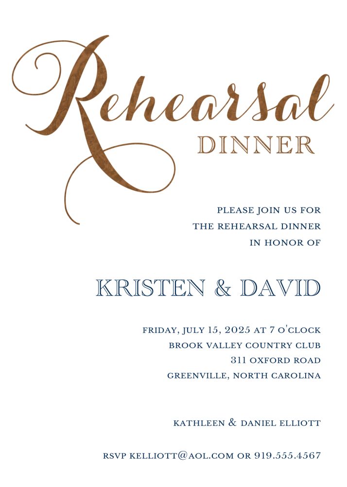 Foil Rehearsal Dinner White Foil Pressed Invitation