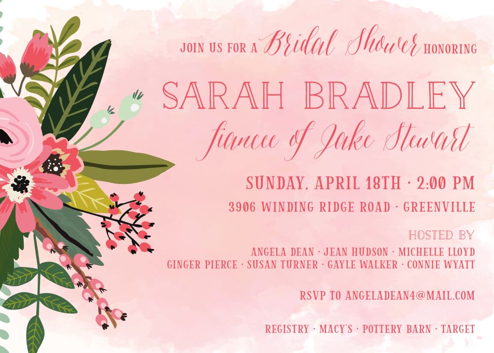 Coral Floral Invitation