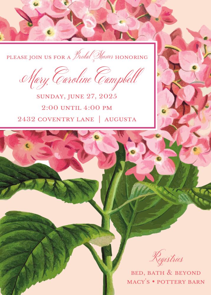 Hydrangea Pink Invitation