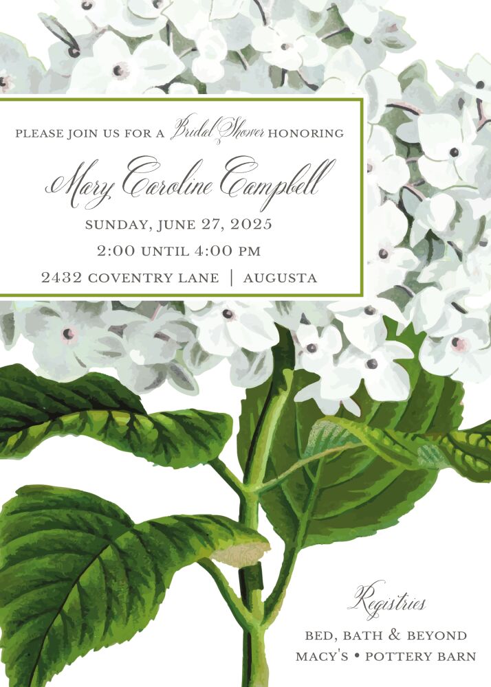 Hydrangea White Invitation