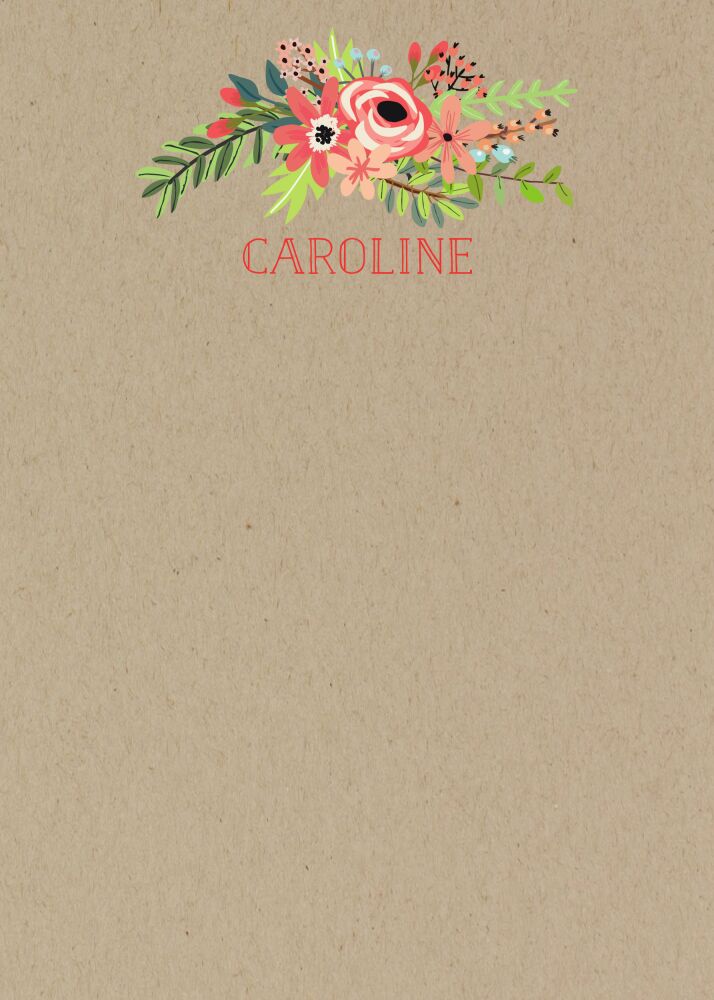 Coral Bouquet Kraft Notepad