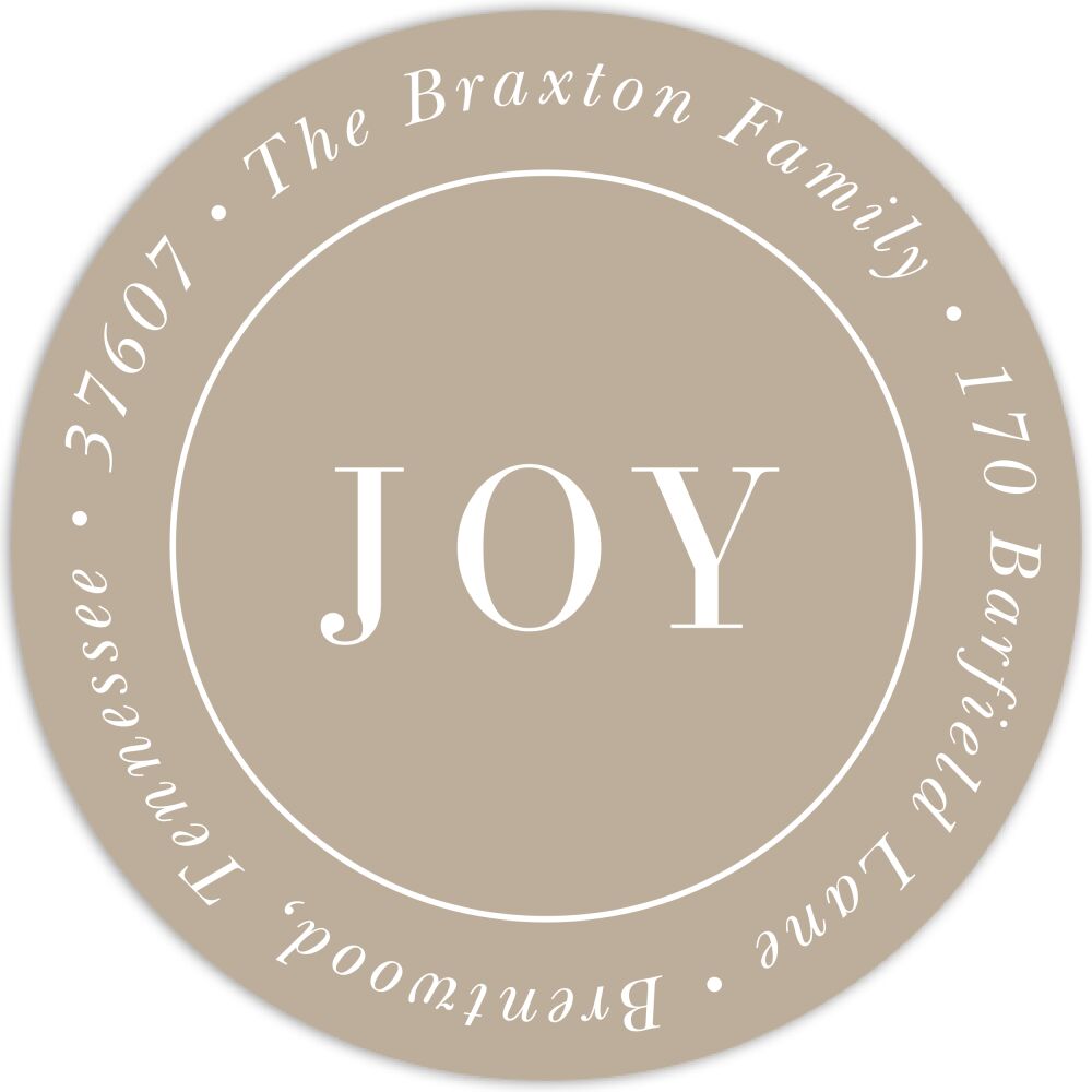 Merry Collage (Tan) Round Address Label