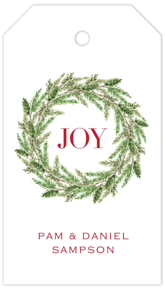 Evergreen Wreath Hanging Gift Tag
