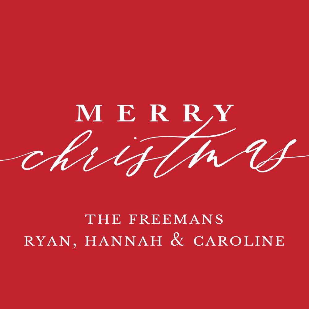 Merry Christmas Calligraphy Red Gift Sticker
