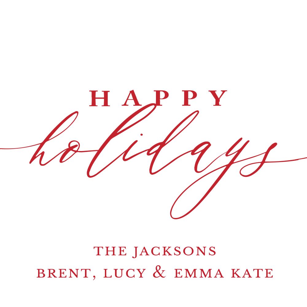 Happy Holidays Calligraphy White Flat Enclosure Card
