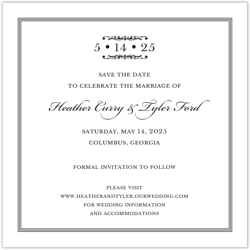Pinstripes Black Square Invitation