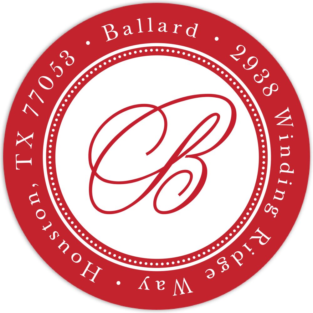 Elegant Border Red Round Address Label