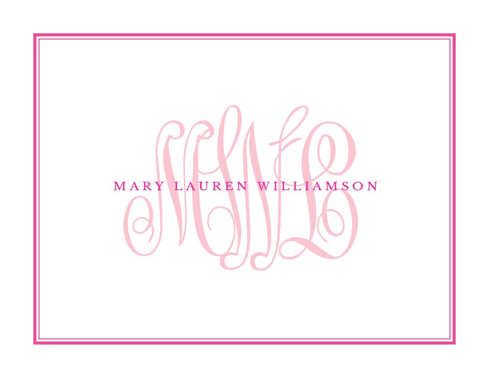 Tailored Monogram Hot Pink Folded Note