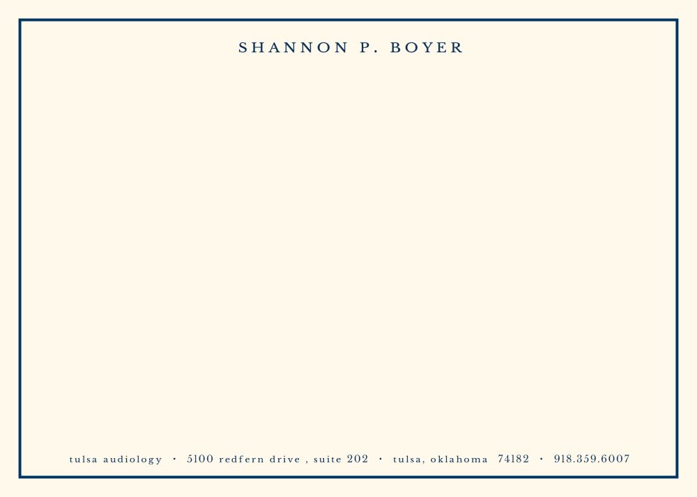 Thin Border on Ivory Flat Note - Navy