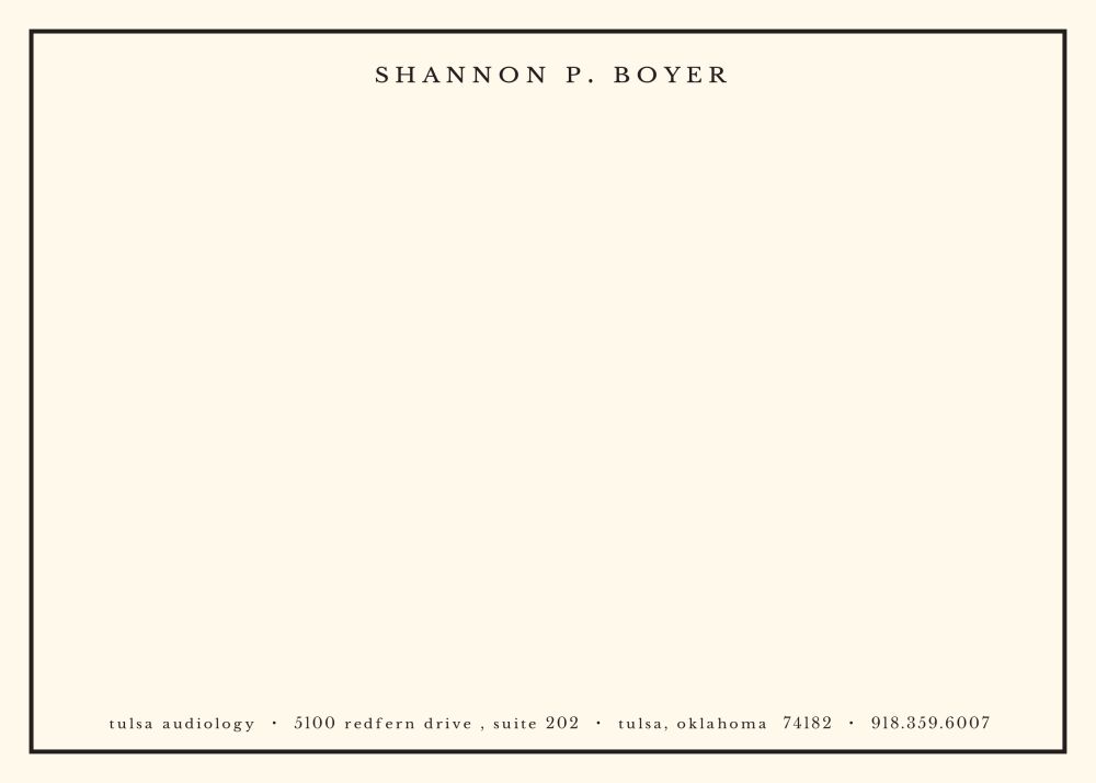 Thin Border on Ivory Flat Note - Black