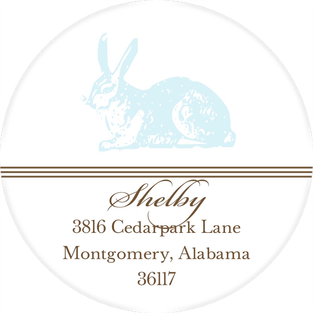 Spring Hare Powder Round Address Label