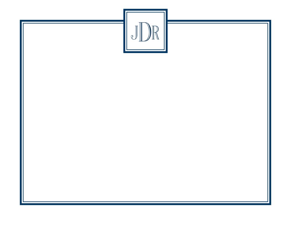 Tailored Monogram Navy Flat Note