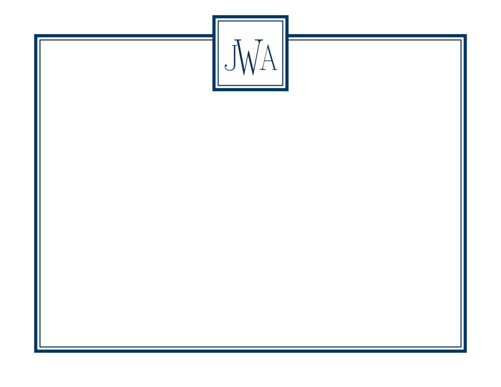 Tailored Monogram Navy Flat Note