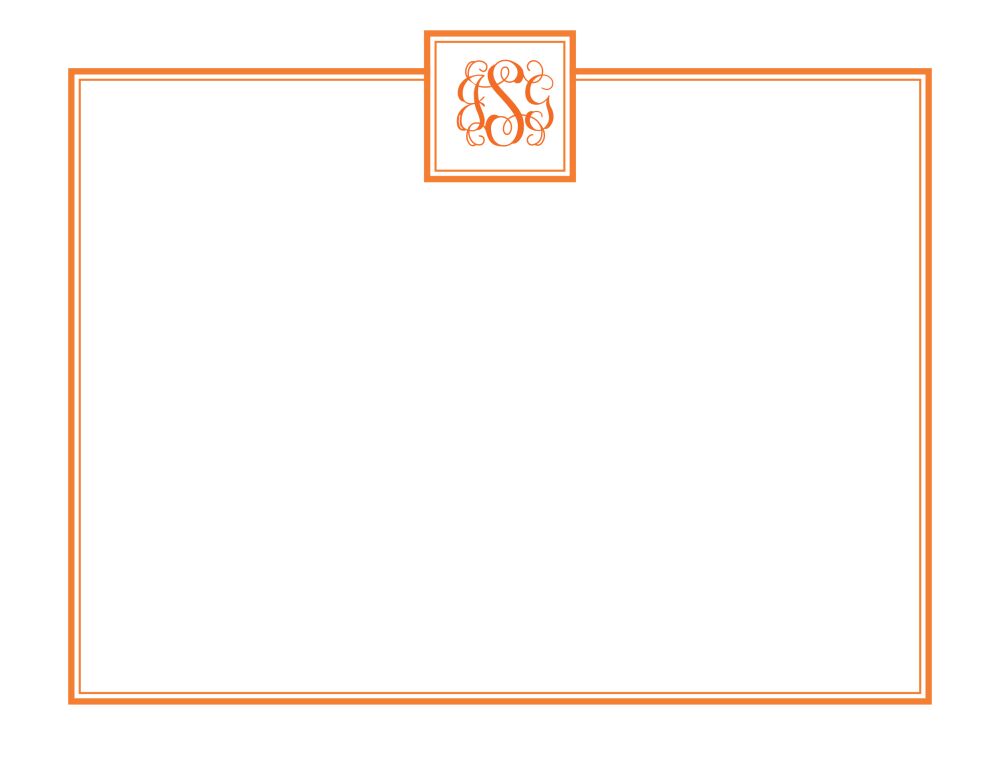 Tailored Monogram Tangerine Flat Note