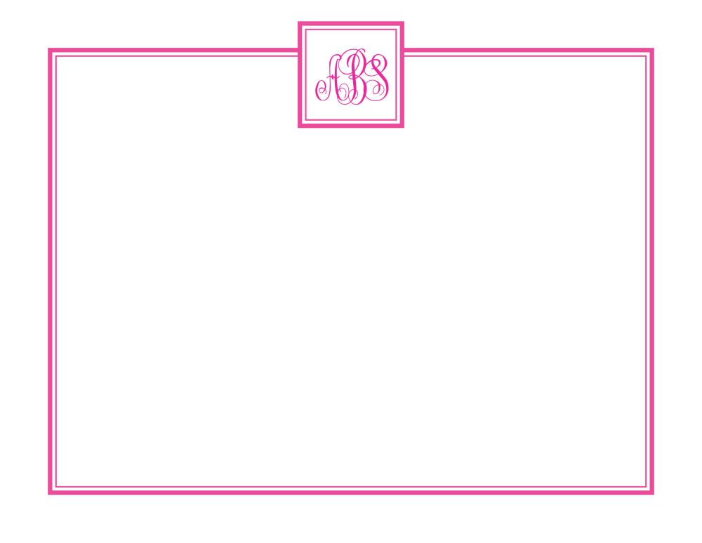 Tailored Monogram Hot Pink Flat Note