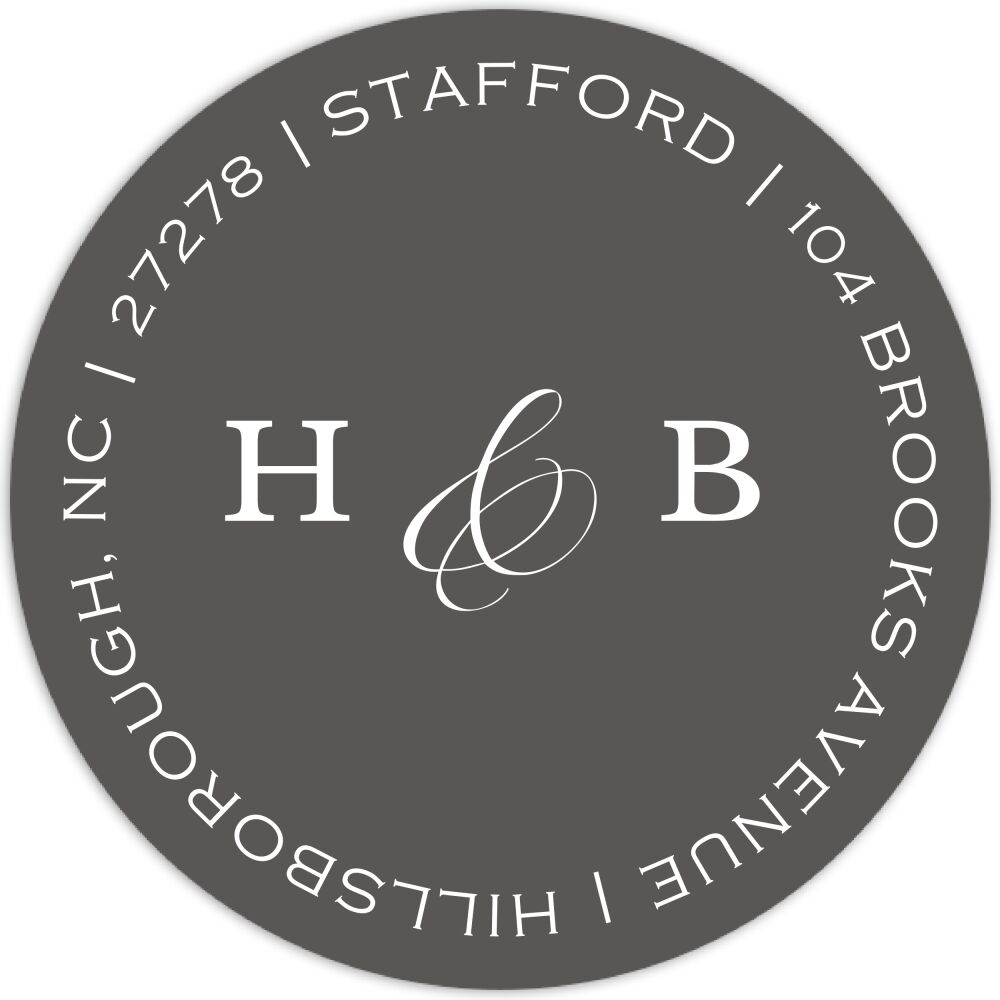 Simple Space Charcoal Round Address Label