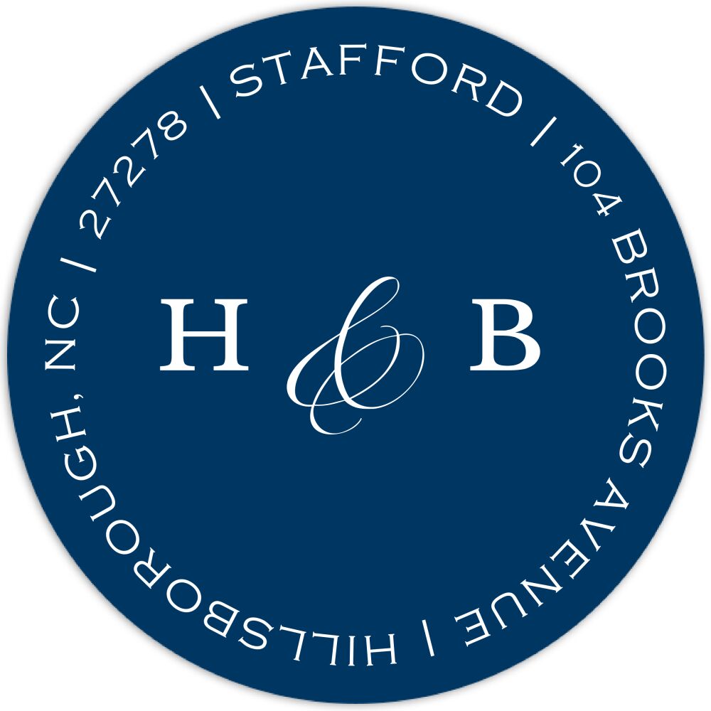 Simple Space Navy Round Address Label
