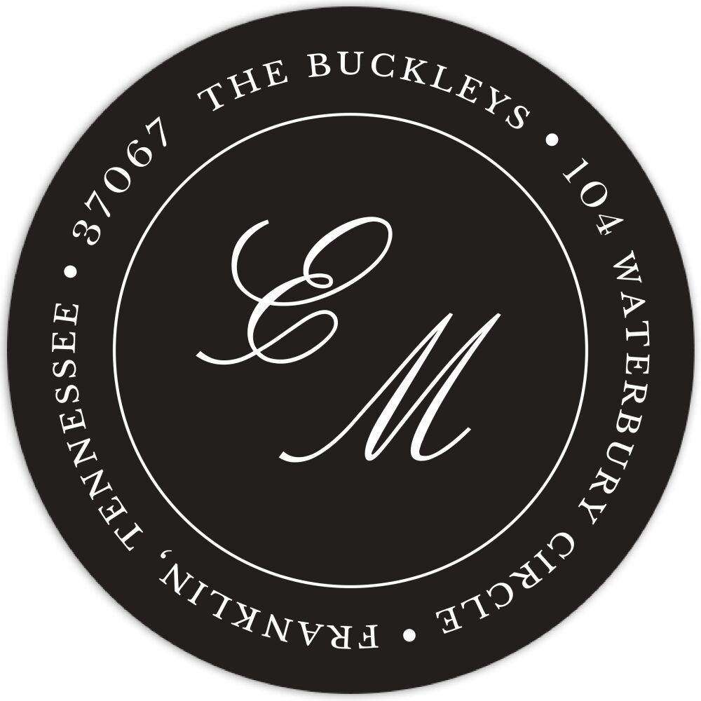 Classic Evening Black Round Address Label