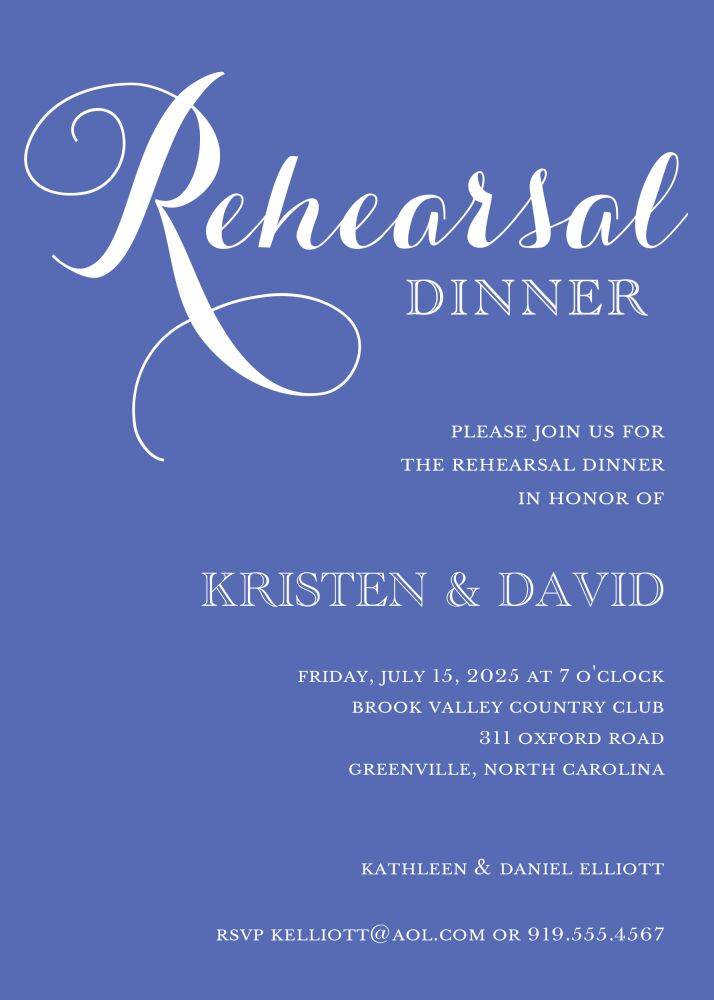 Cobalt Rehearsal Dinner Invitation