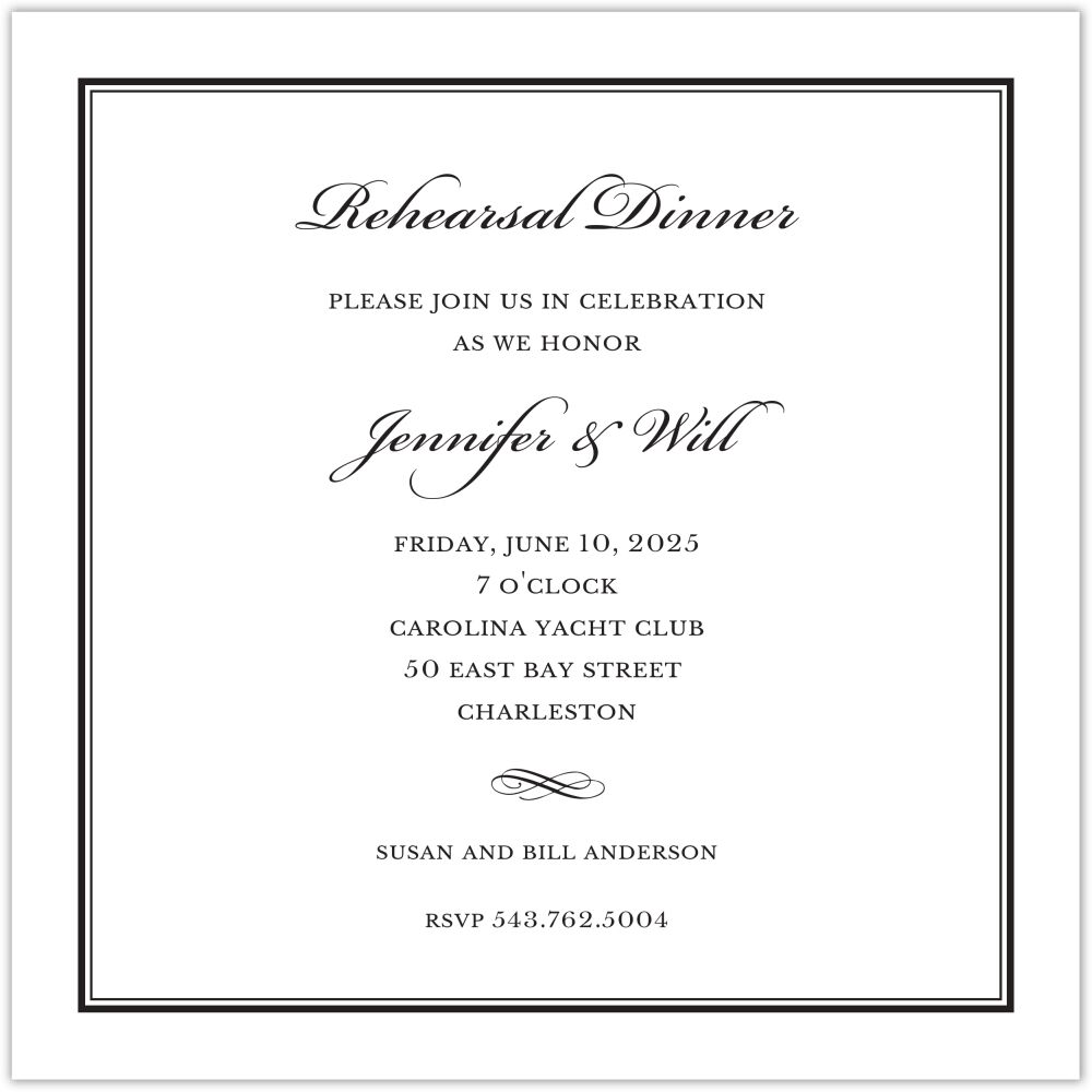 Tailored Border Black Square Invitation