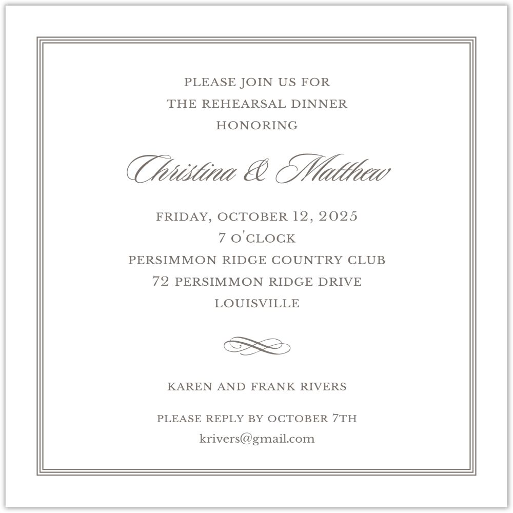 Pinstripes Grey Square Invitation