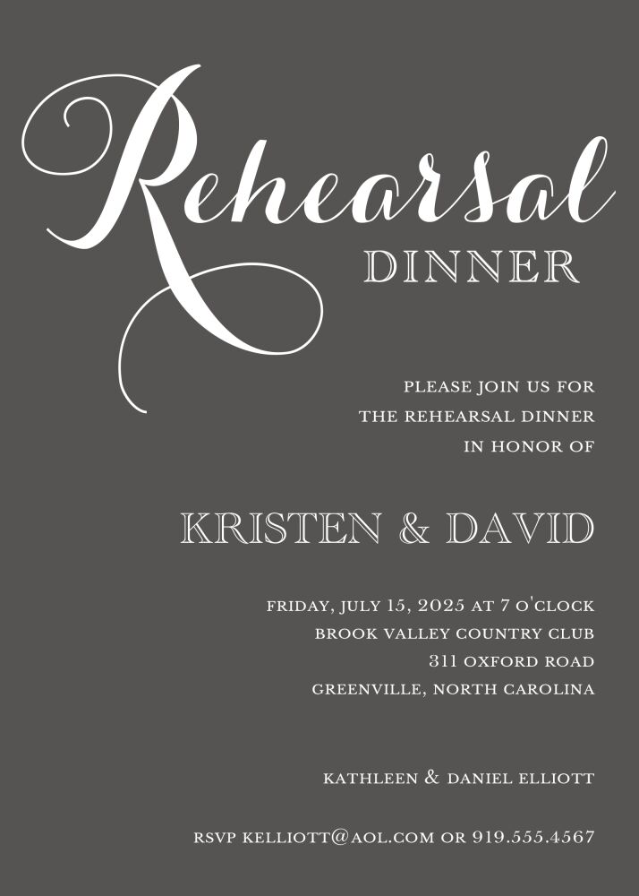 Charcoal Rehearsal Dinner Invitation