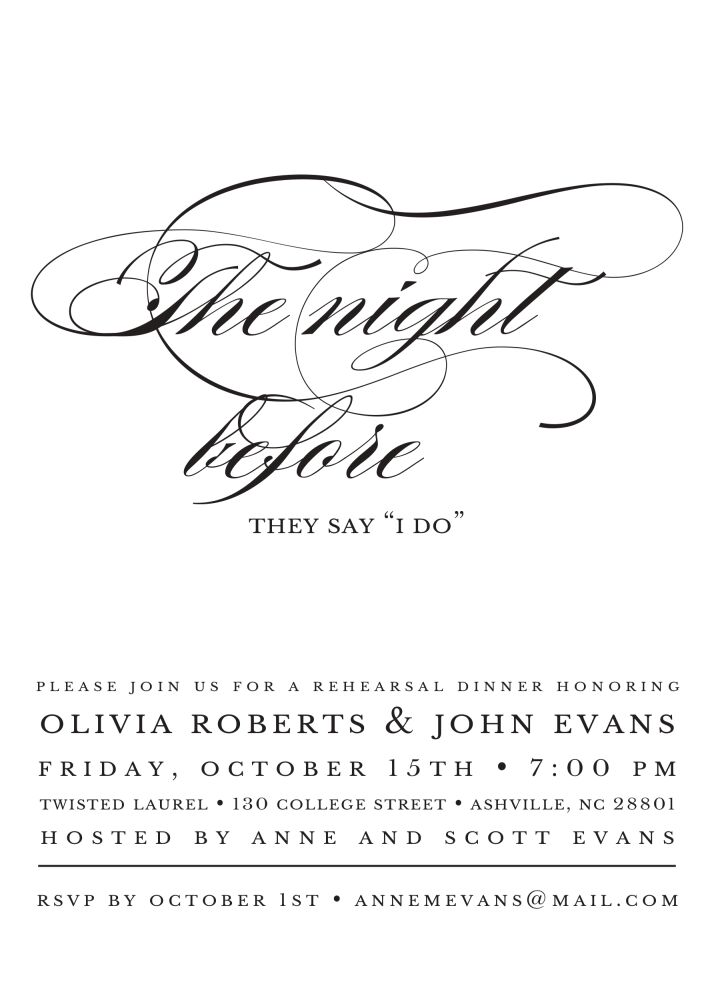 The Night Before White Invitation