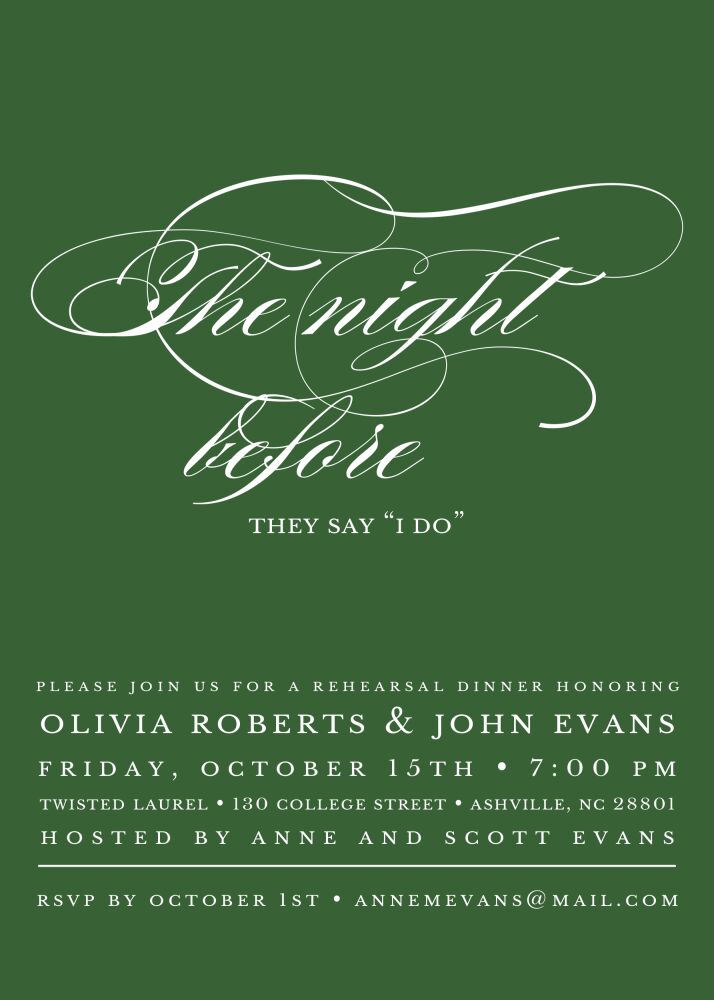 The Night Before Green Invitation
