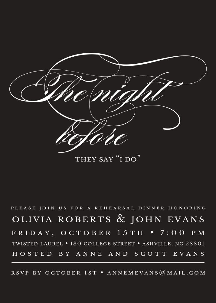 The Night Before Black Invitation