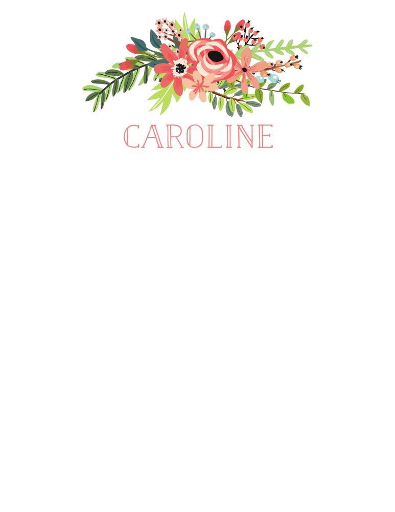 Coral Bouquet White Notepad