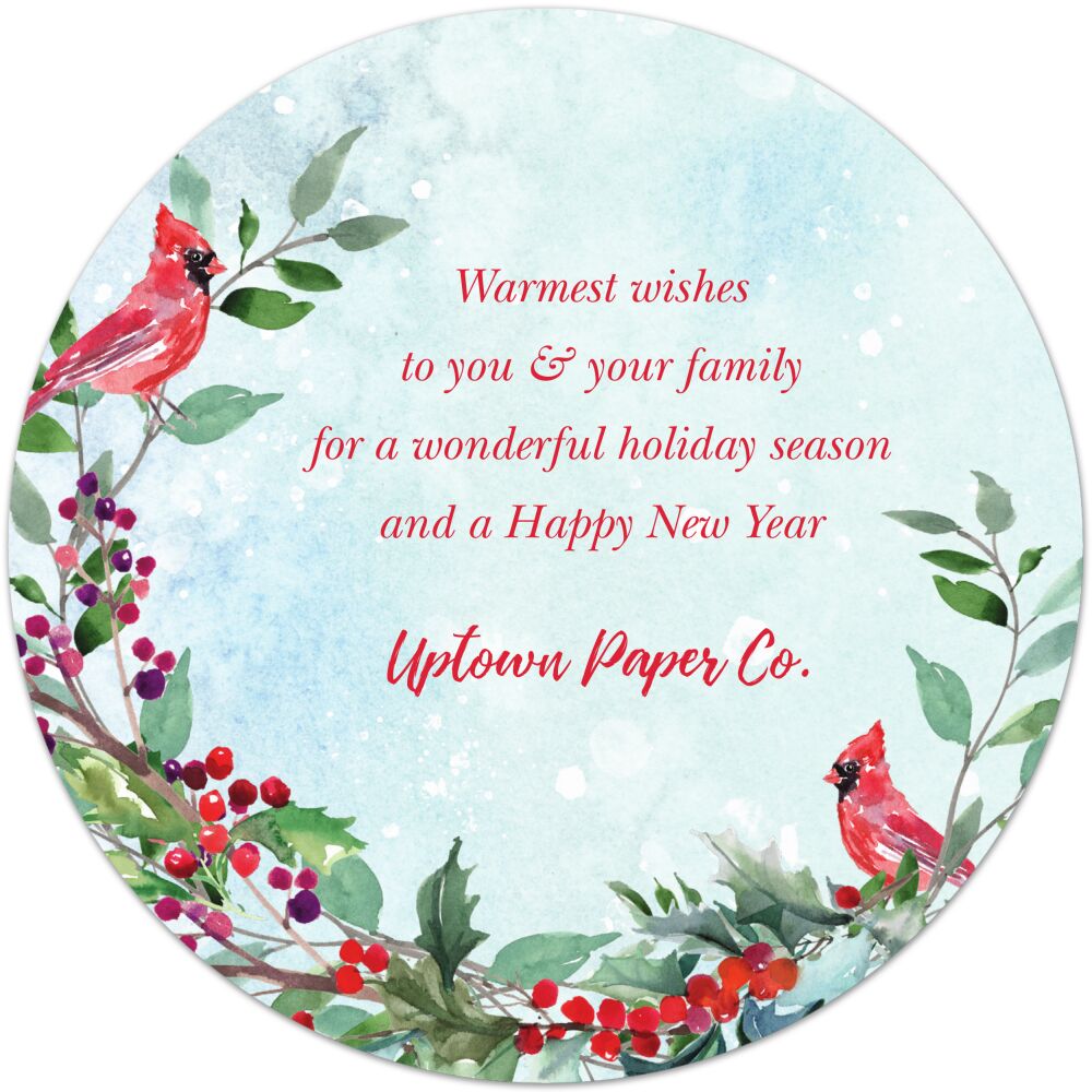 Round Cardinals & Holly Card