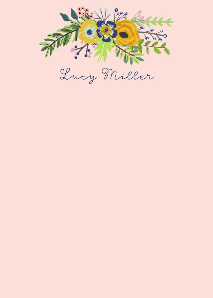 Navy & Gold Bouquet Blush Notepad