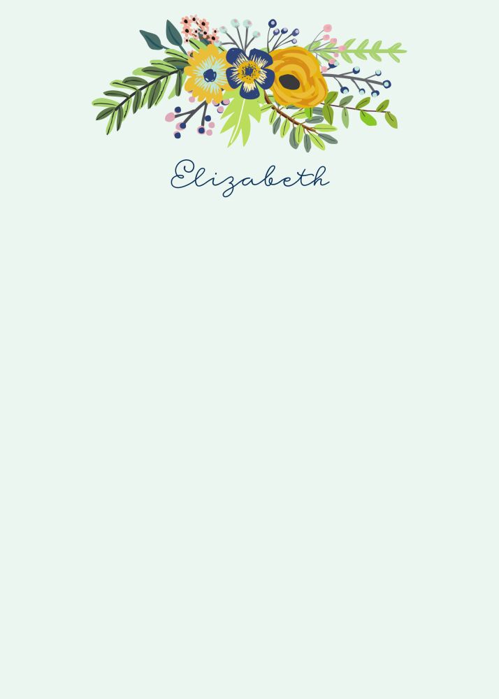 Navy & Gold Bouquet Aquamist Notepad