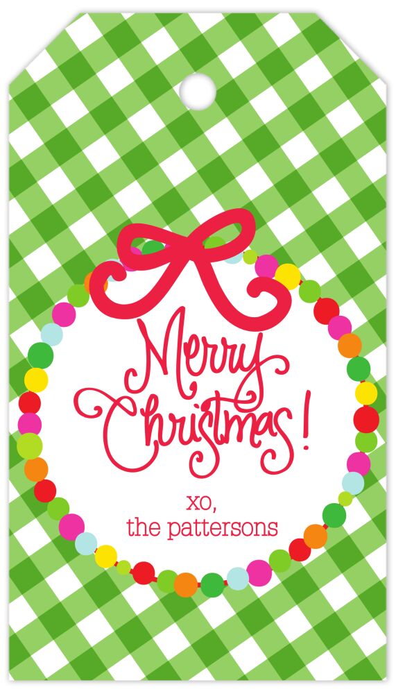 Green Garland Gingham Hanging Gift Tag
